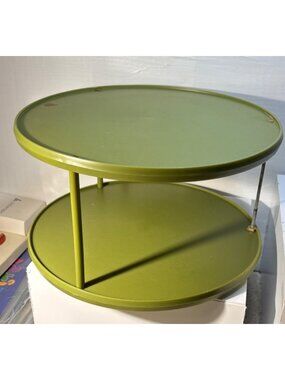 Retro Rubbermaid Two Tiered Lazy Susan Rotating Tray Avocado Green MCM Read